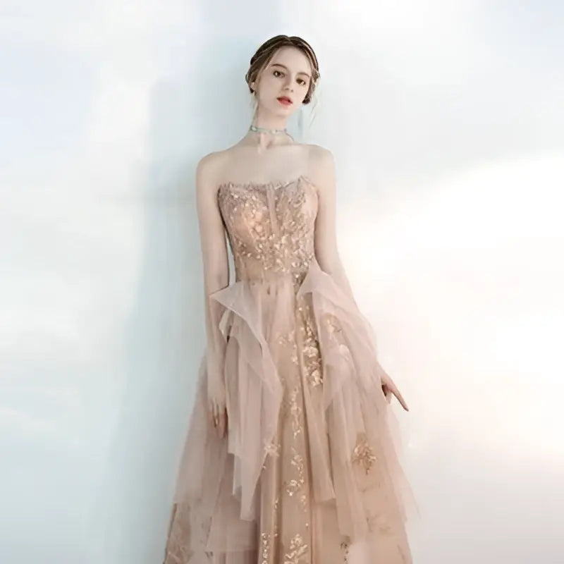 Champagne Tulle Toast Dress Female Wedding Gown