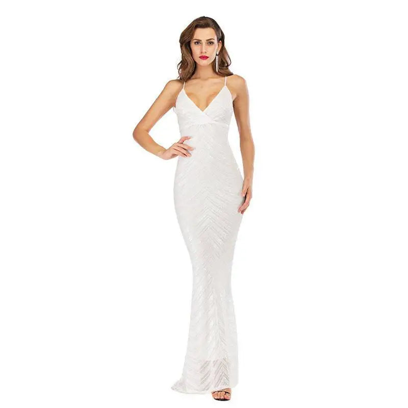 Chevron Stretch Sequined Mopping Dress