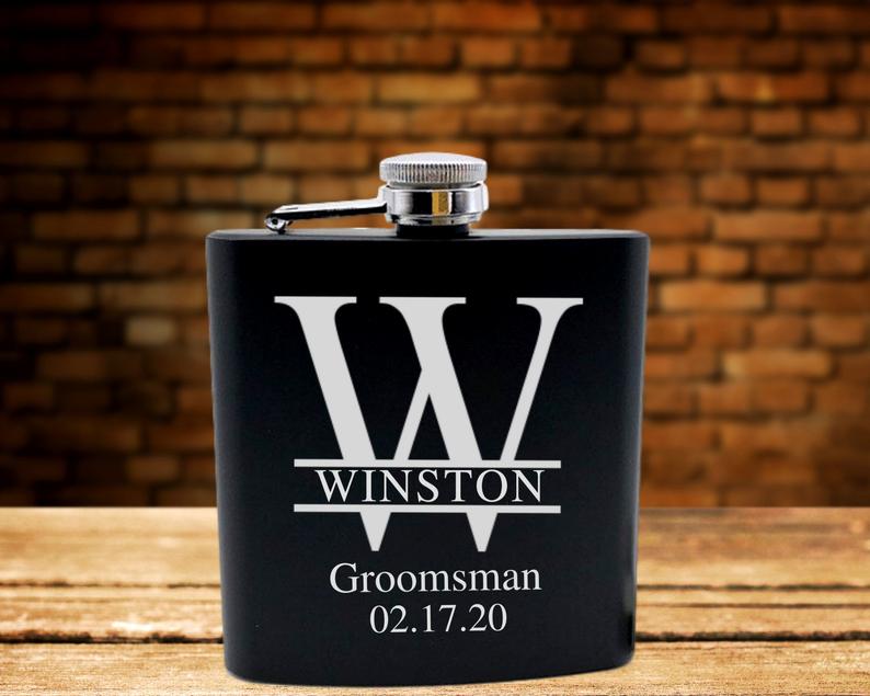 Bachelor Party Gift, Custom Flask Set, Wedding Flask Set
