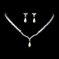 Bridal Wedding Jewelry Set Crystal Rhinestone Teardrop Pearl Soft V