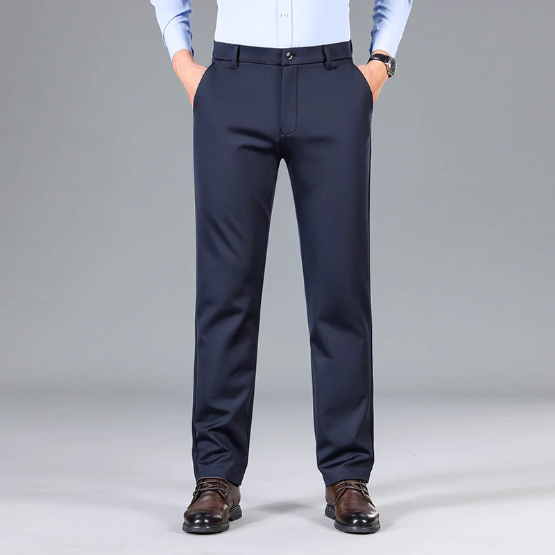 2026 New Summer Thin Embroidery Suit Pants Men Straight Classic Business Work Grey Long Formal Trousers Male Plus Size 29-40 42