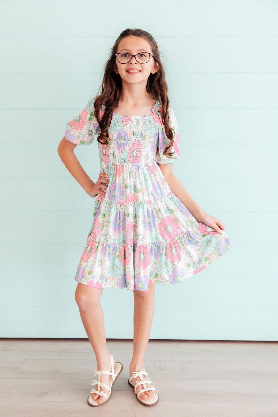 Minty Meadow Smocked Ruffle Dress
