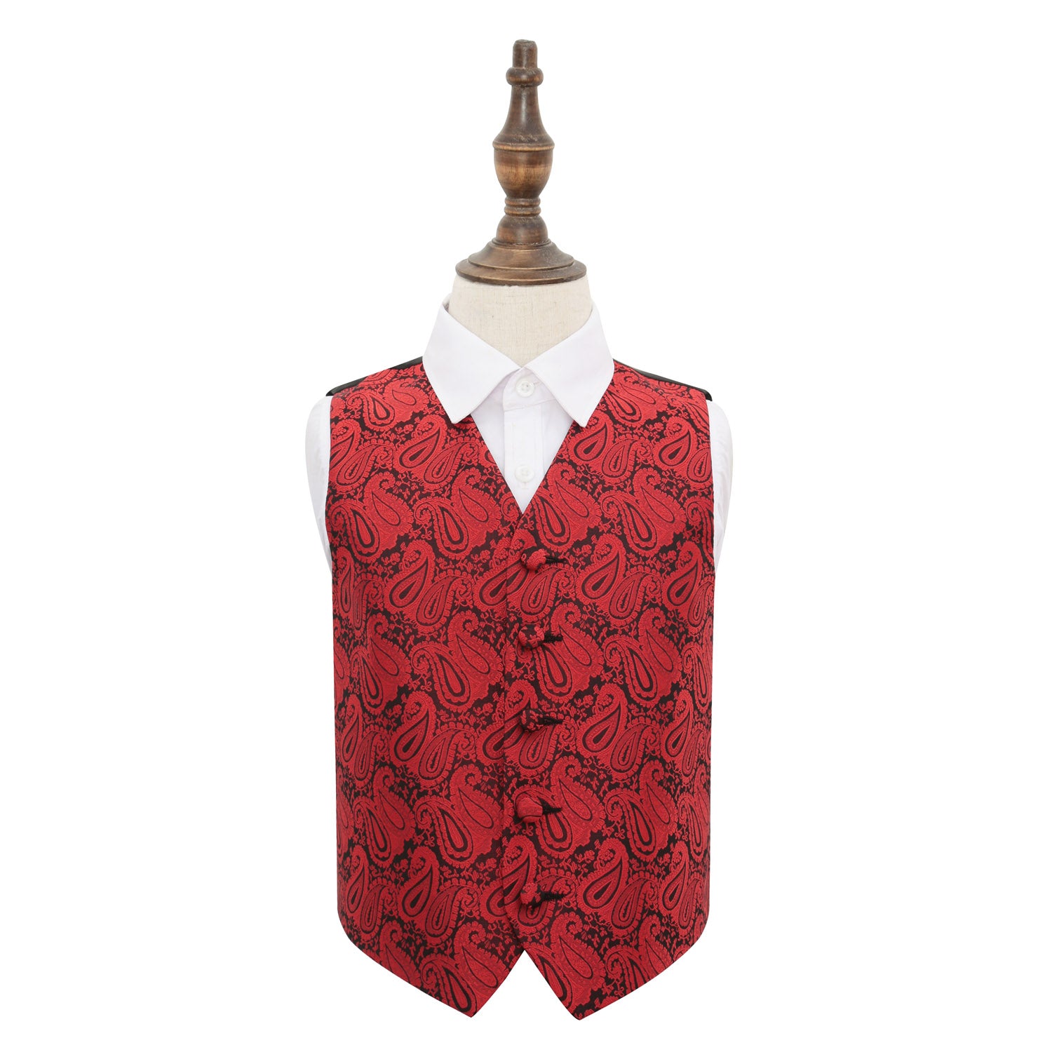 Paisley Waistcoat - Boys - Black & Red, 22'