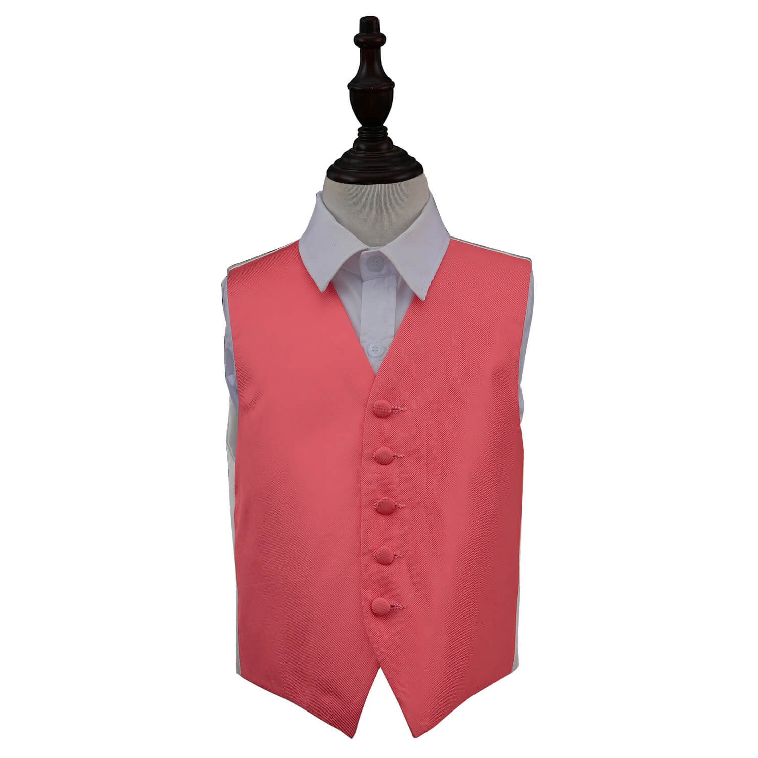 Solid Check Waistcoat - Boys - Coral, 32'