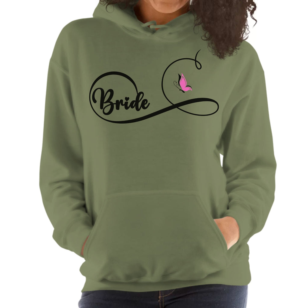 Womens Bridal Graphic Hoodie - Bride Wedding Party Gift Pink Butterfly
