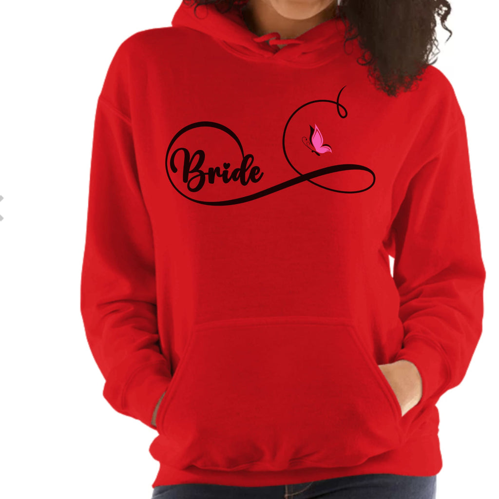 Womens Bridal Graphic Hoodie - Bride Wedding Party Gift Pink Butterfly