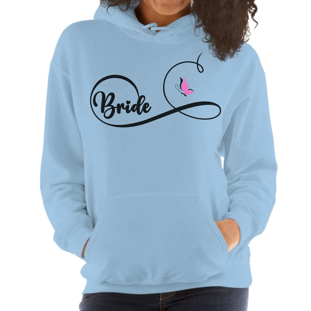Womens Bridal Graphic Hoodie - Bride Wedding Party Gift Pink Butterfly