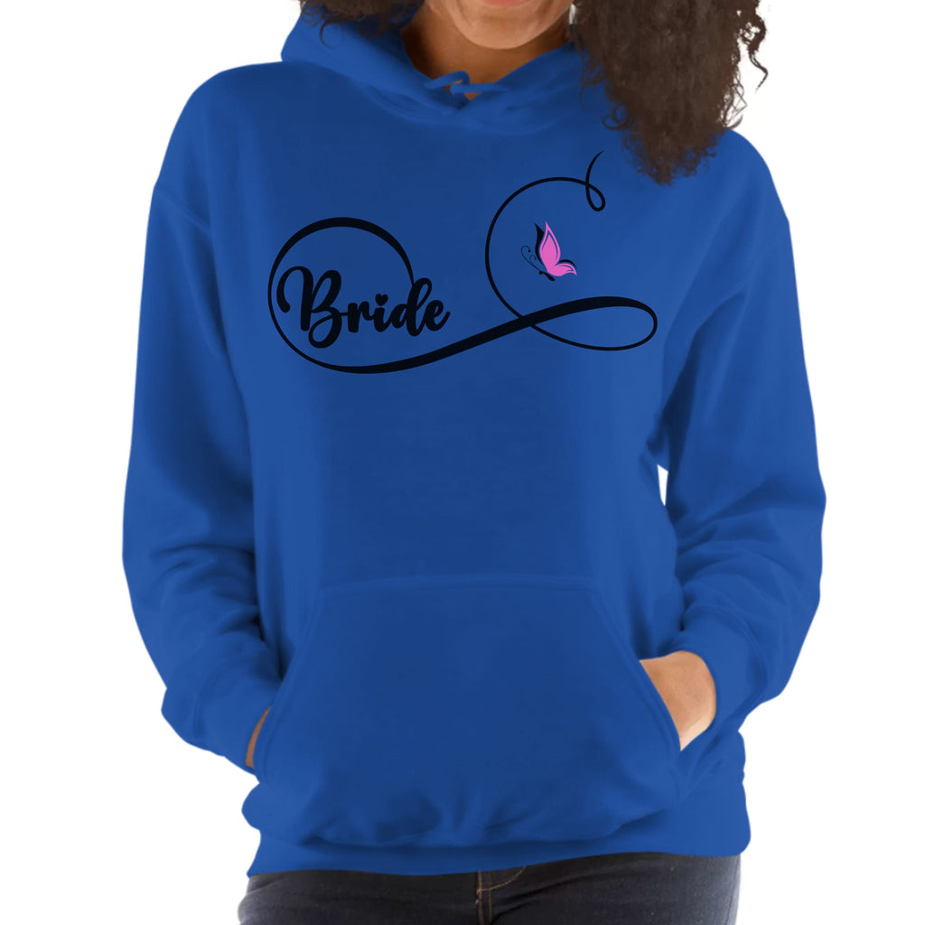 Womens Bridal Graphic Hoodie - Bride Wedding Party Gift Pink Butterfly